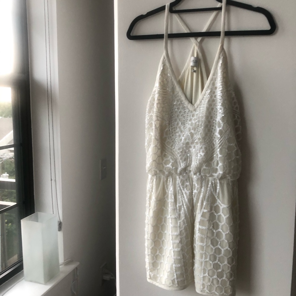 SAYLOR Sequin off-white Dress w racer back straps